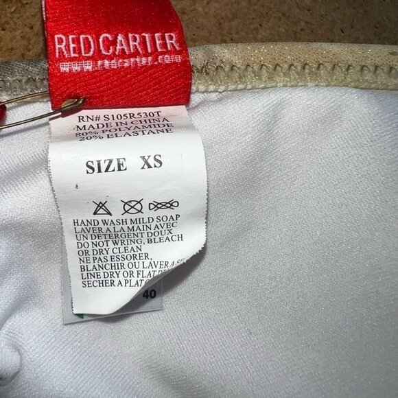 Red Carter Crocodile Print Bikini Top With Halter Tie & Gold Accents NWT Size XS - Picture 6 of 8